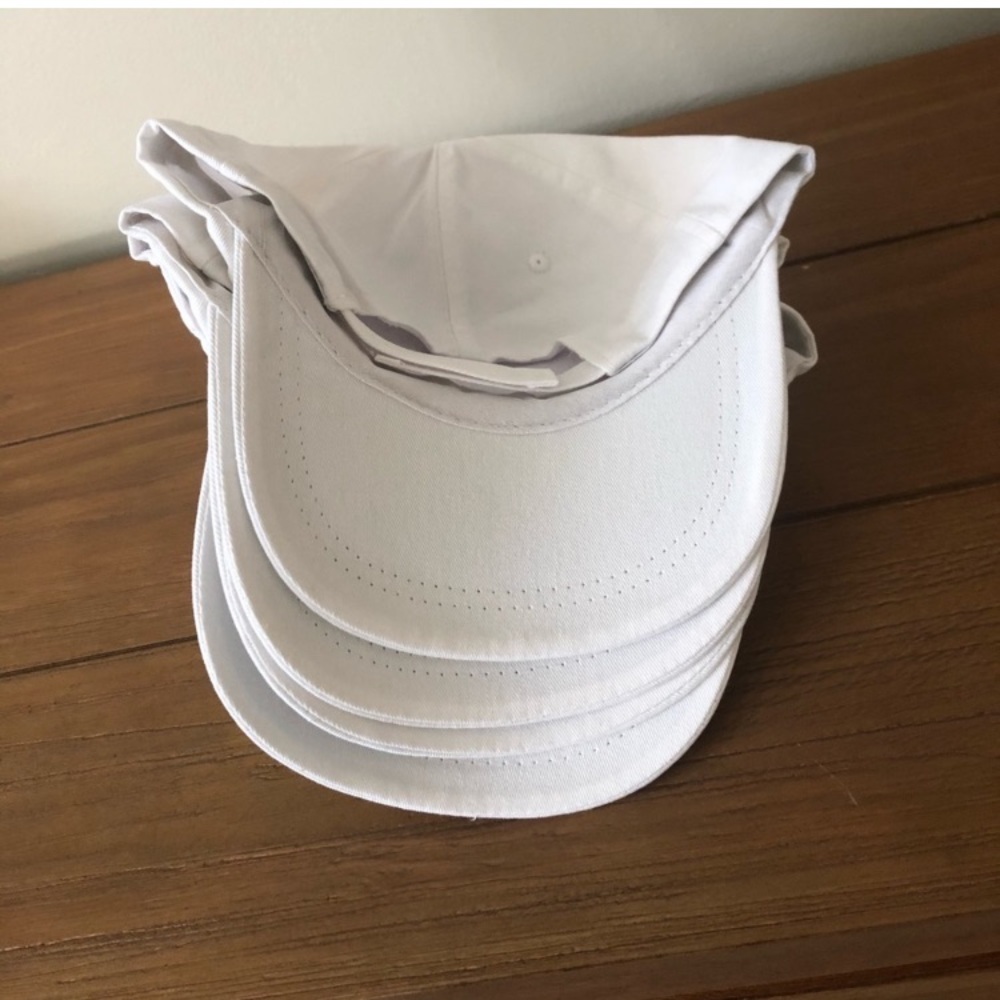 (4) Solid White Baseball Caps NWT - image 3